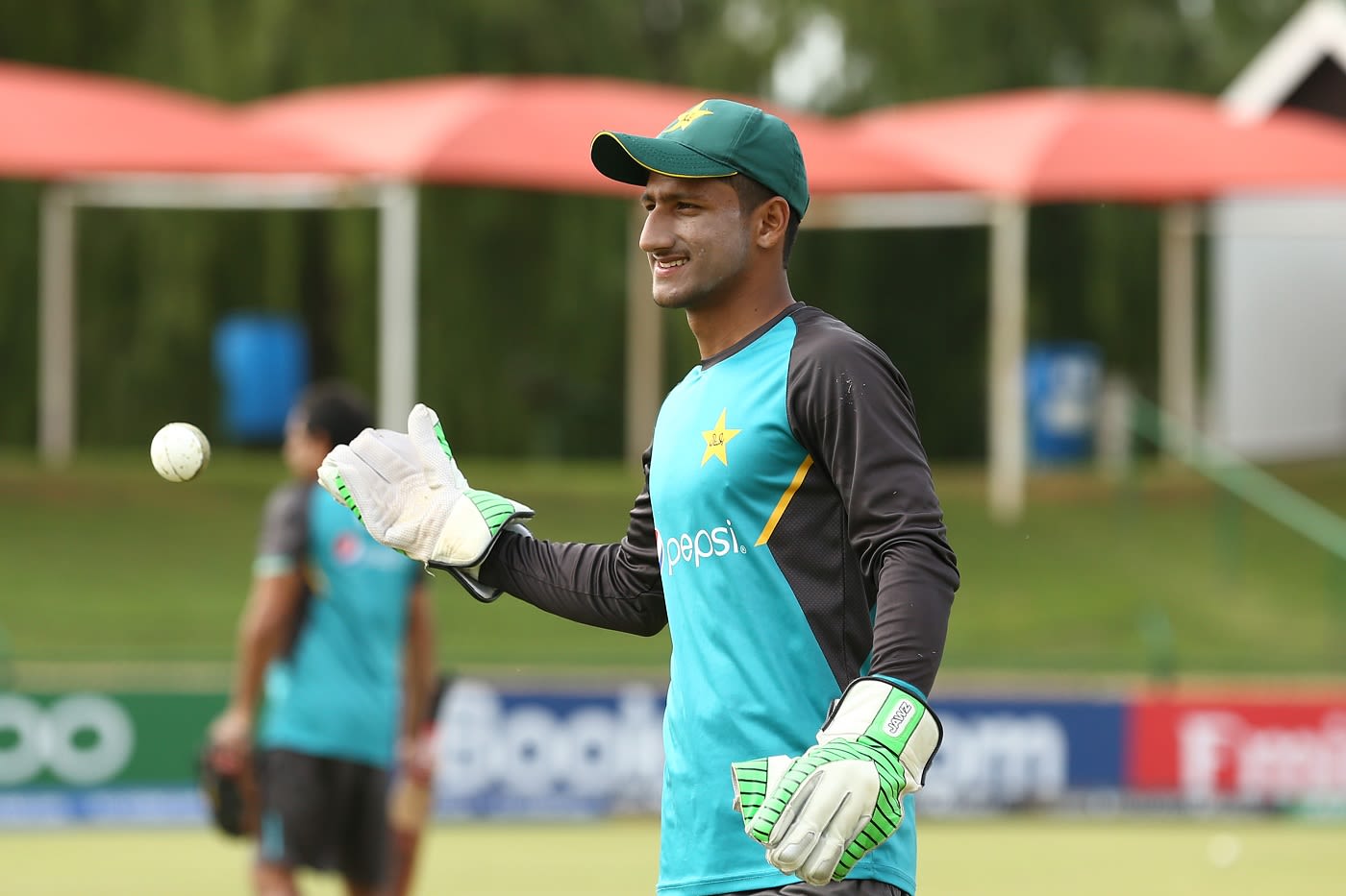 Rohail Nazir warms up ahead of play, pre-match training photo