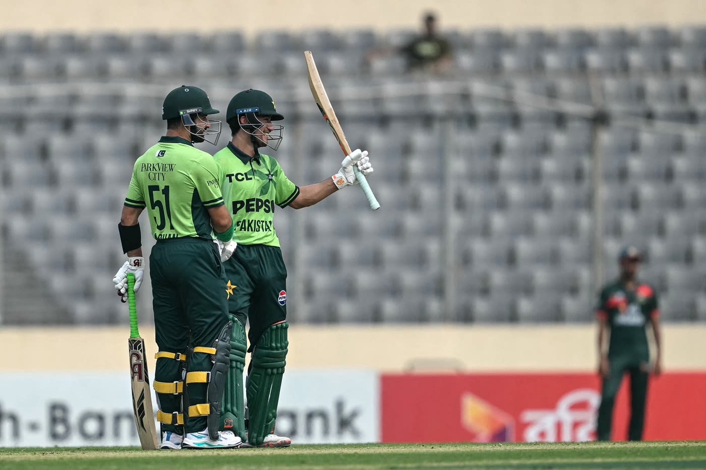 Maaz Sadaqat brings up his fifty