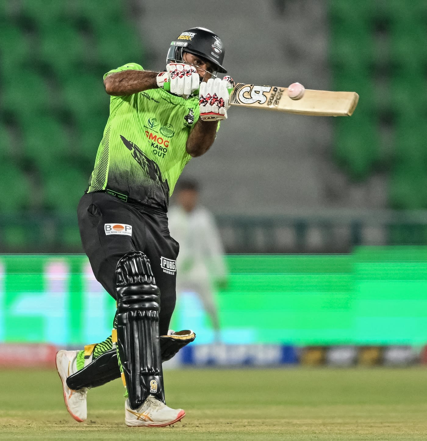 Fakhar Zaman pulls during his innings, cricket action photo
