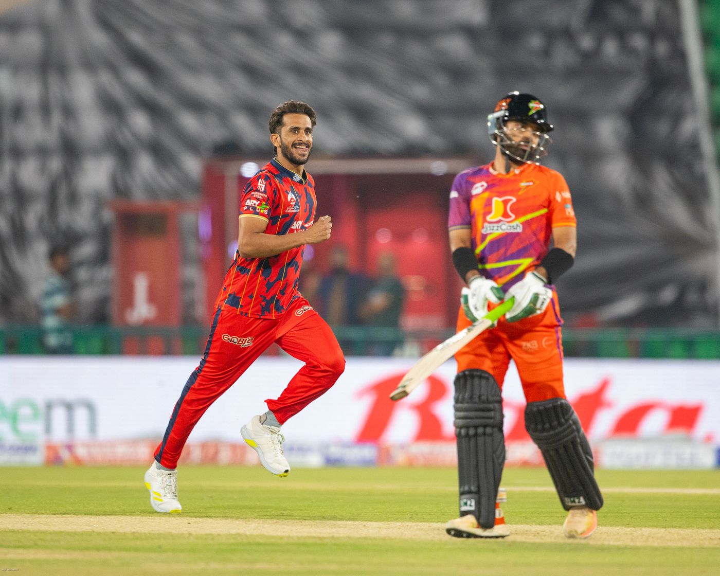 Hasan Ali ripped out three wickets in the first innings, cricket action pic