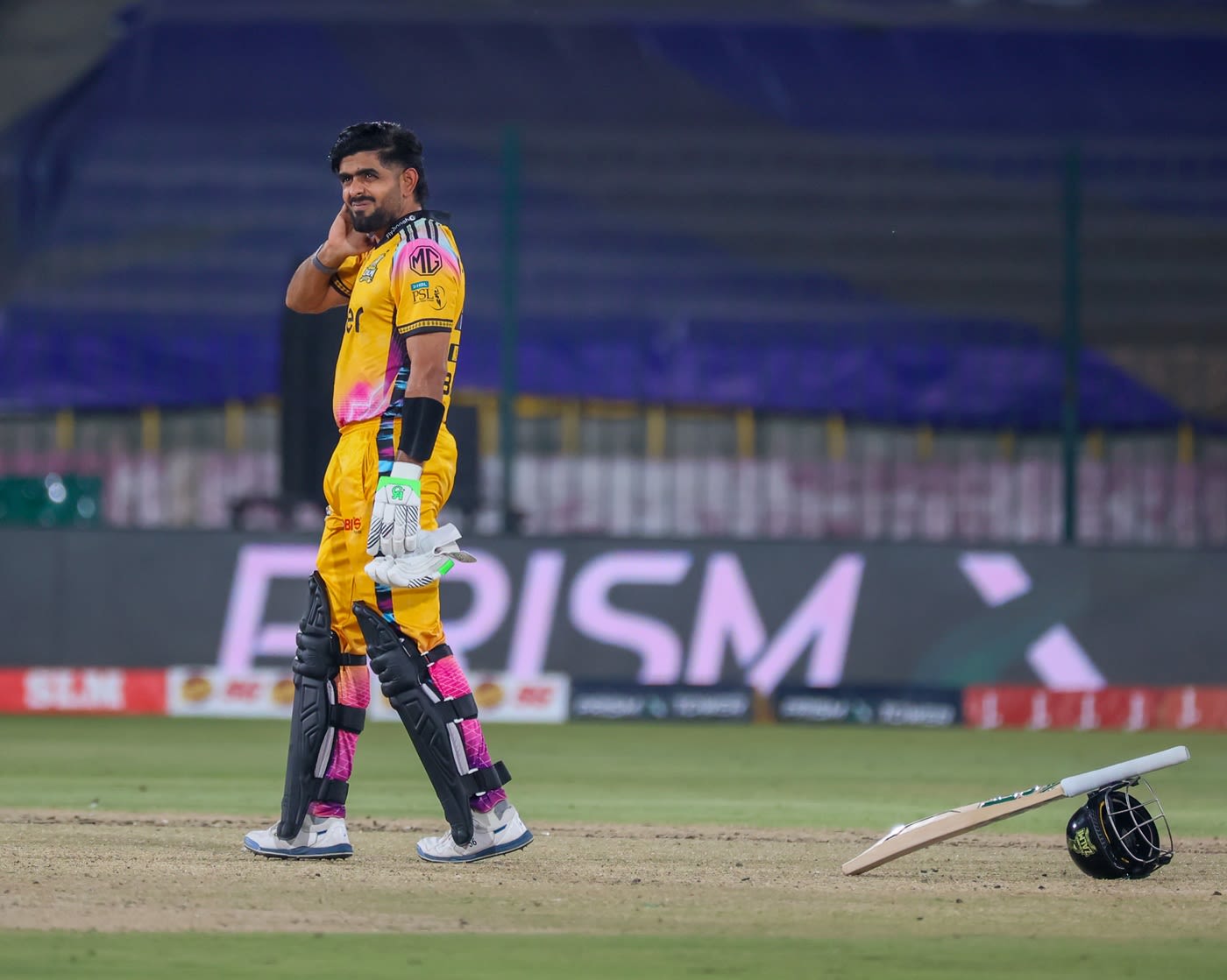 Babar Azam remained unbeaten on 100 runs, holding bat up, cricket pic