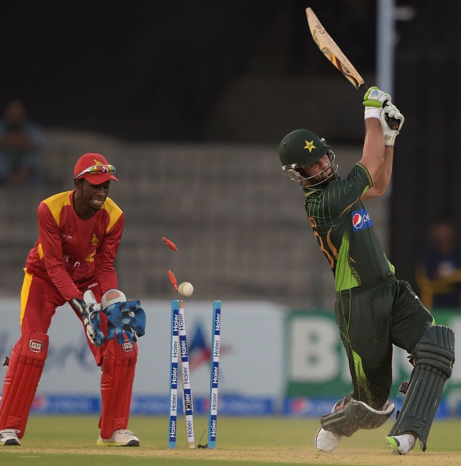 Hammad Azam is bowled by Graeme Cremer