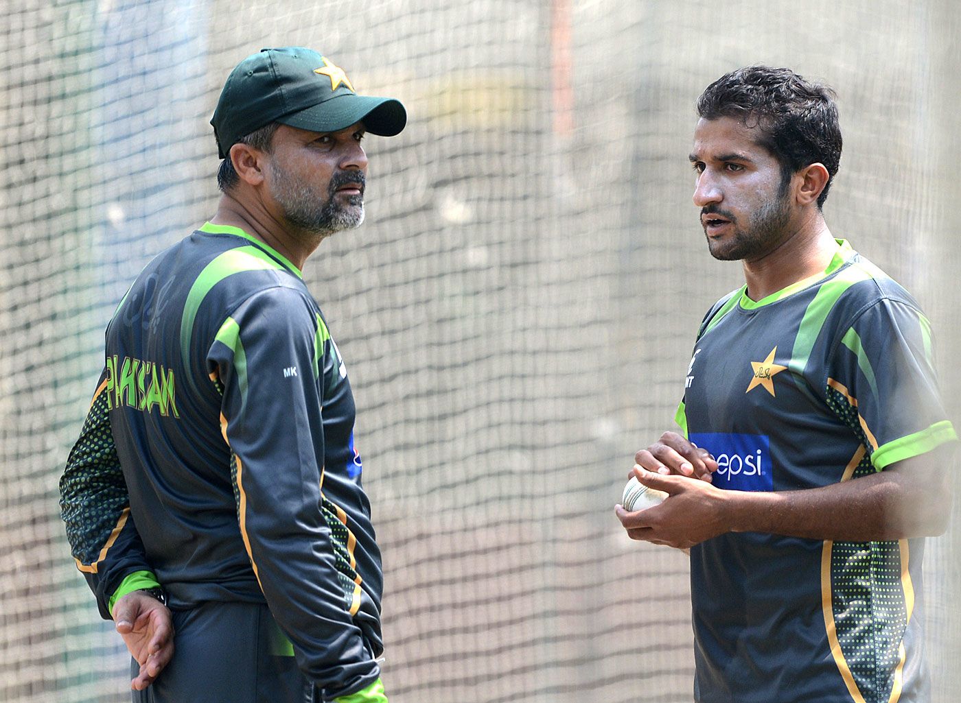 Moin Khan and Bilawal Bhatti at the nets