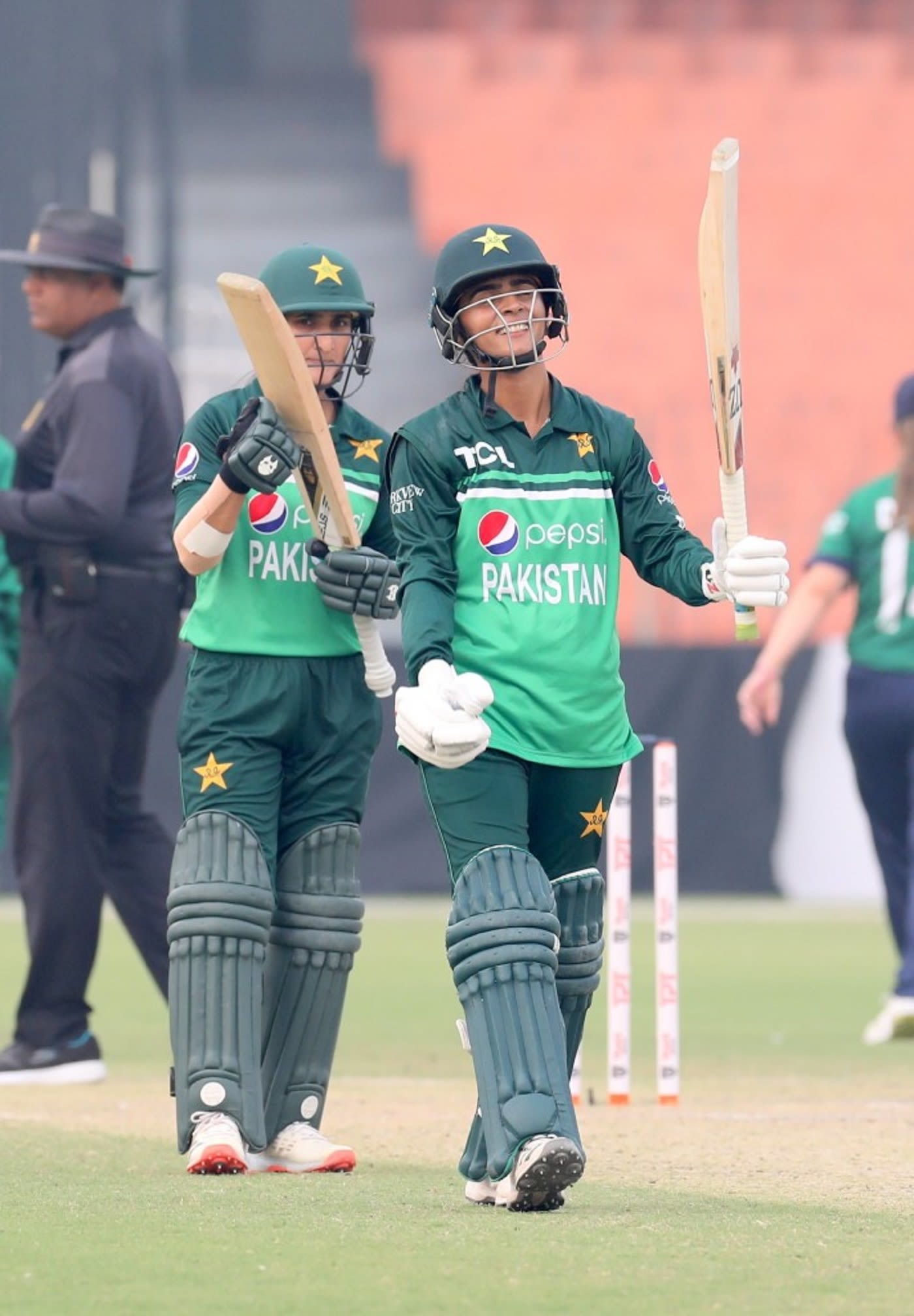 Sadaf Shamas is all smiles after completing her maiden ODI fifty