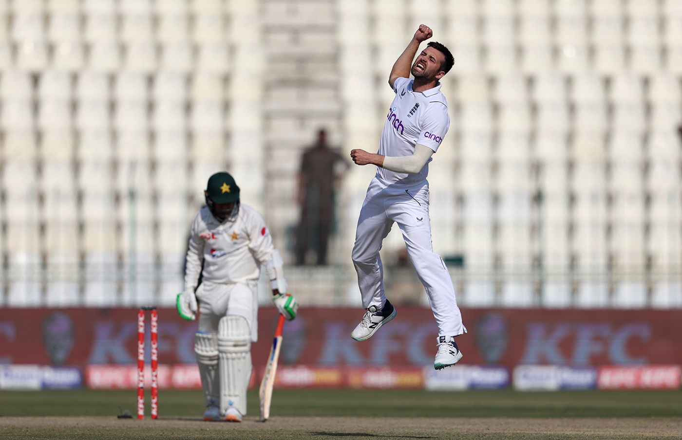 Mark Wood burst through Zahid Mahmood