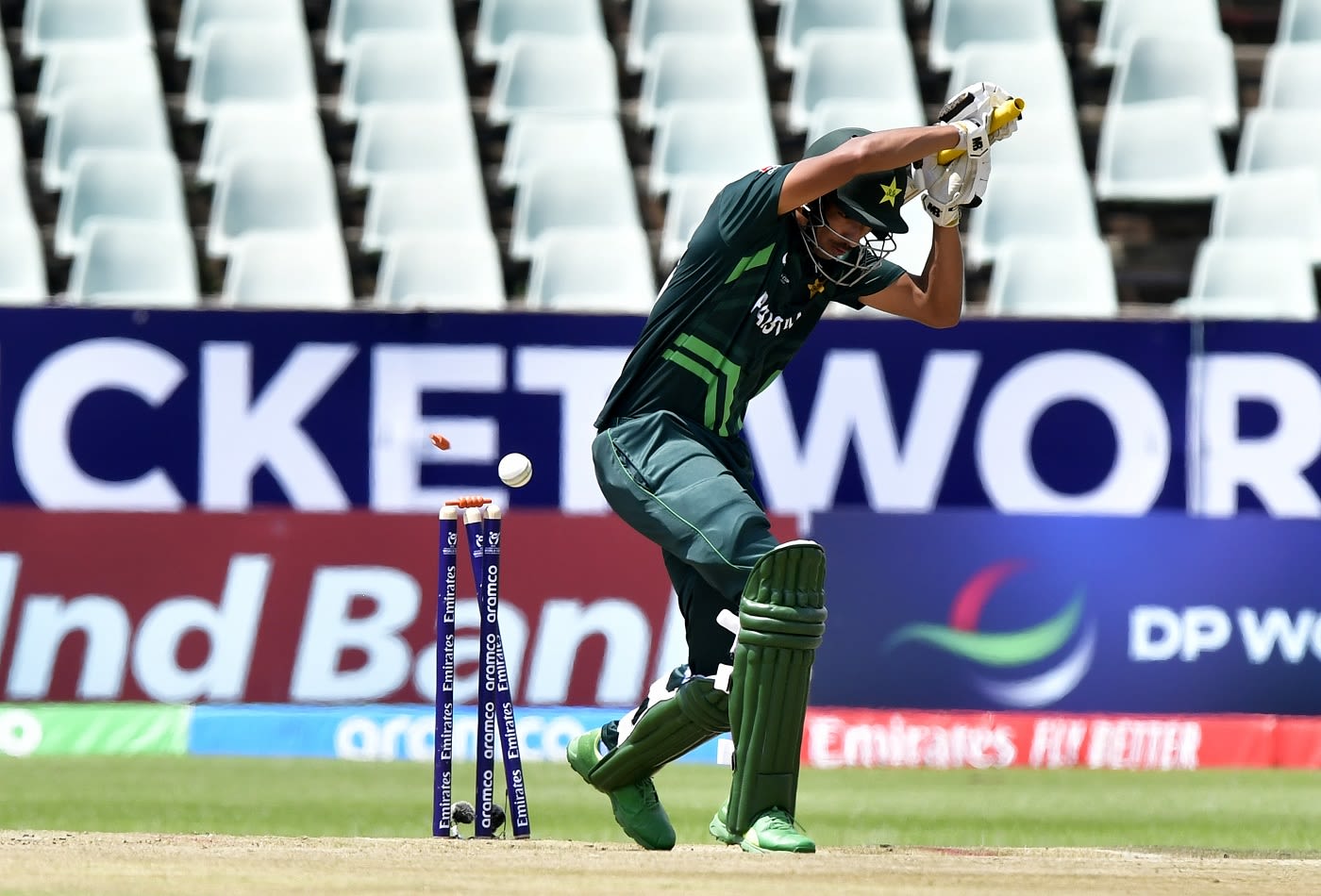 Shamyl Hussain loses his stumps to Rohanat Doullah Borson