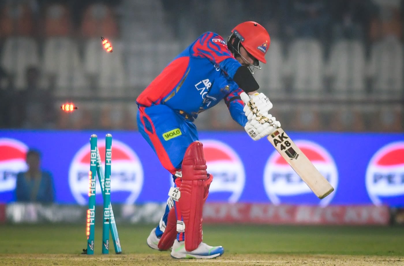 Saad Baig is bowled by David WIlley