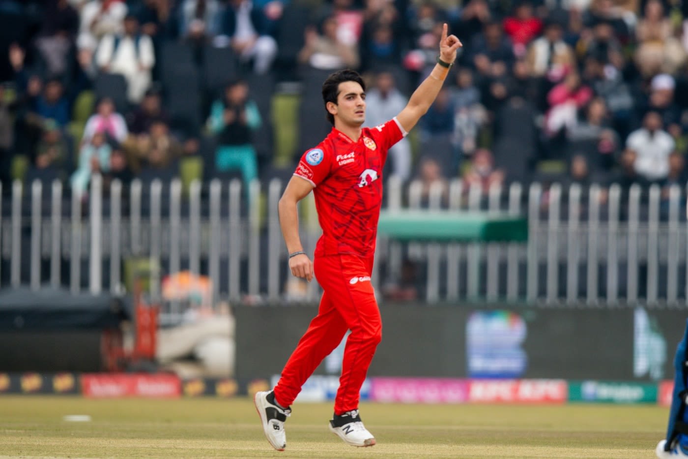 Hunain Shah celebrates the wicket of Yasir Khan