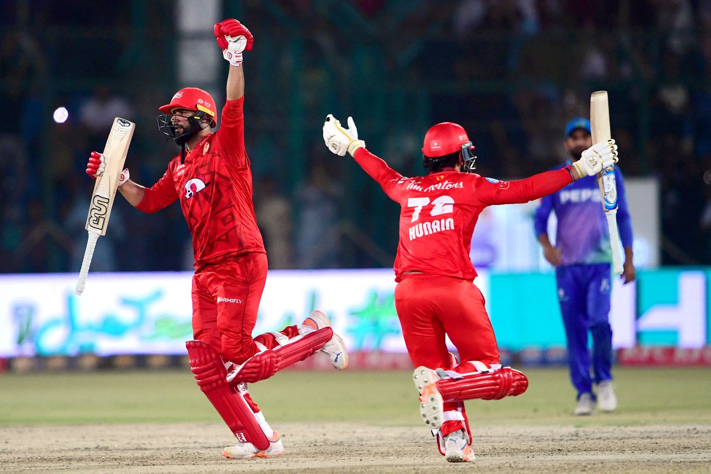 Hunain Shah and Imad Wasim savour the moment of victory for Islamabad