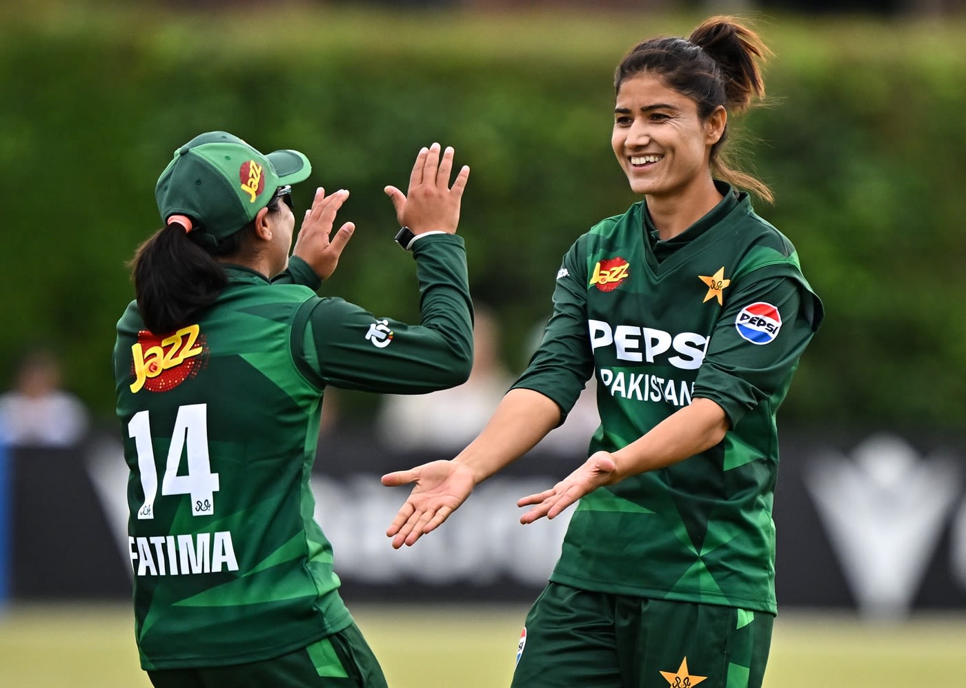 Diana Baig celebrates a wicket