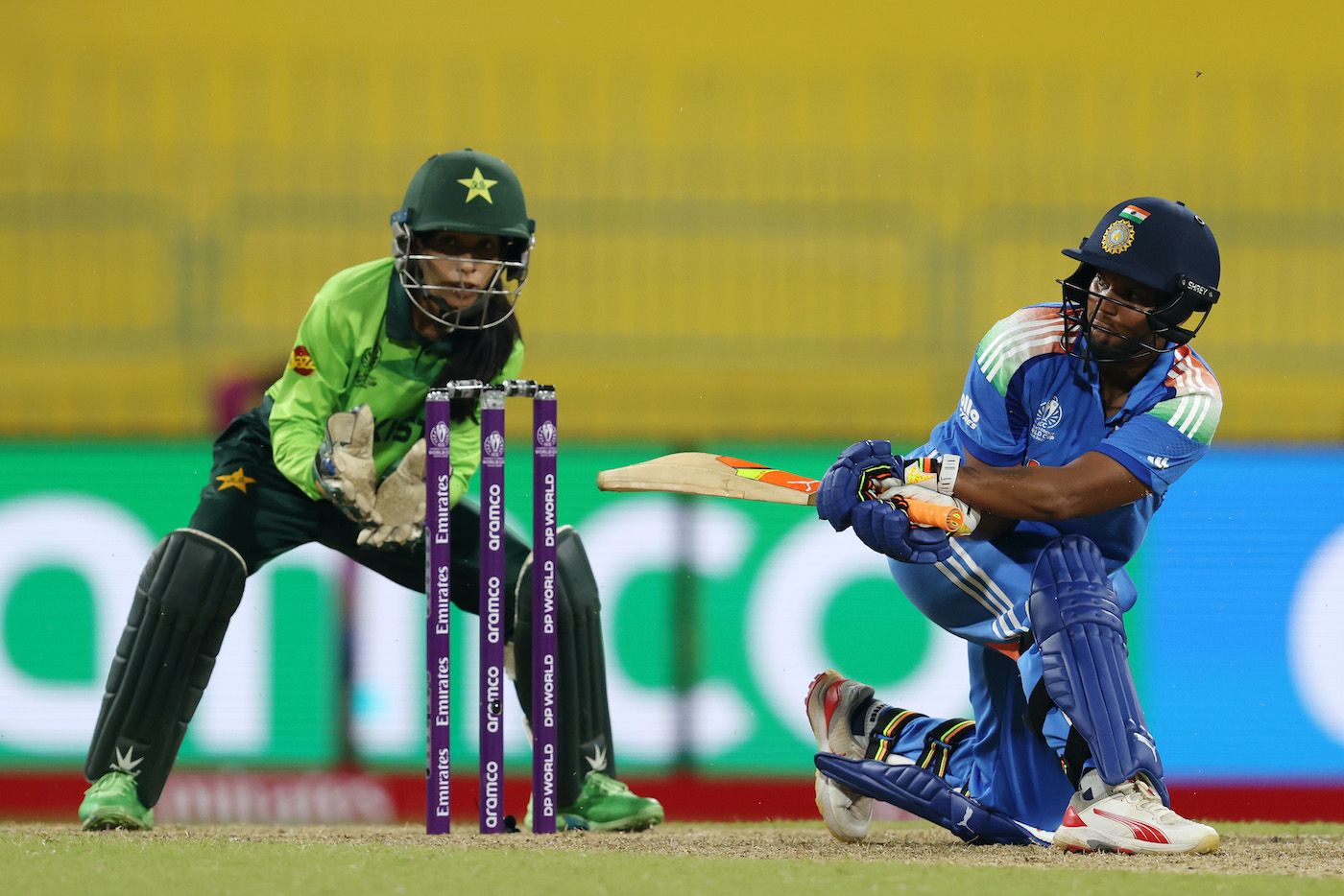 Deepti Sharma got off to a good start amid Sneh Rana's slow one