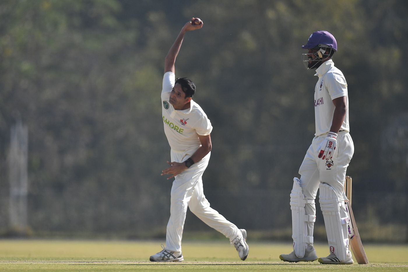 Mohammad Abbas steams in to bowl